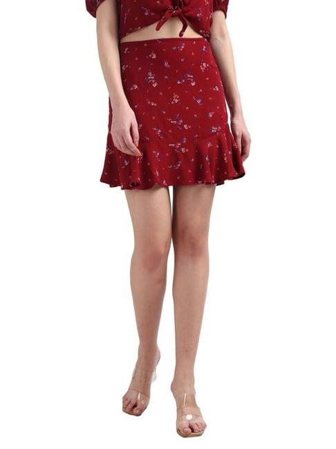 tommy hilfiger red floral print a-line skirt