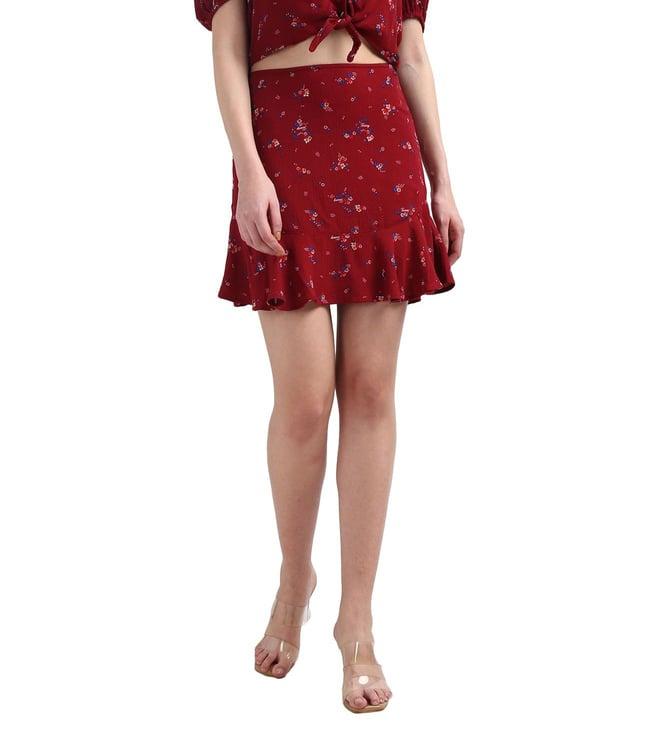 tommy hilfiger red floral regular fit skirt