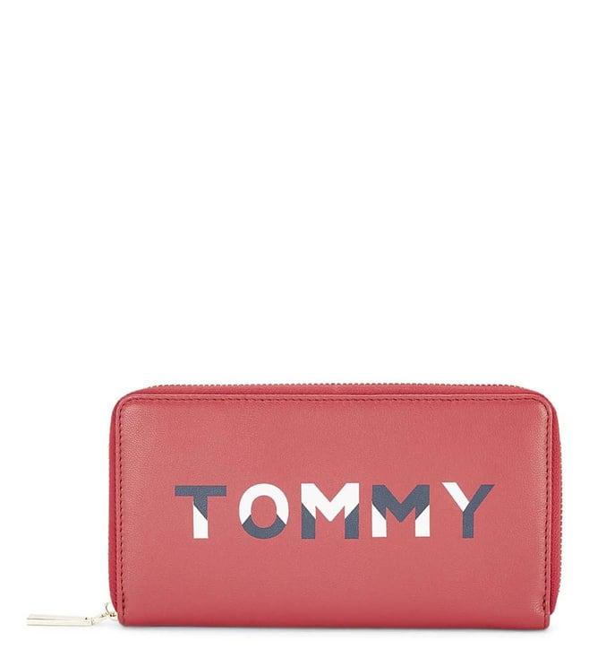 tommy hilfiger red rainier small zip around wallet
