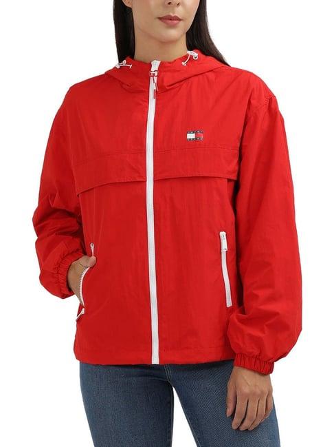 tommy hilfiger red regular fit windbreaker jacket