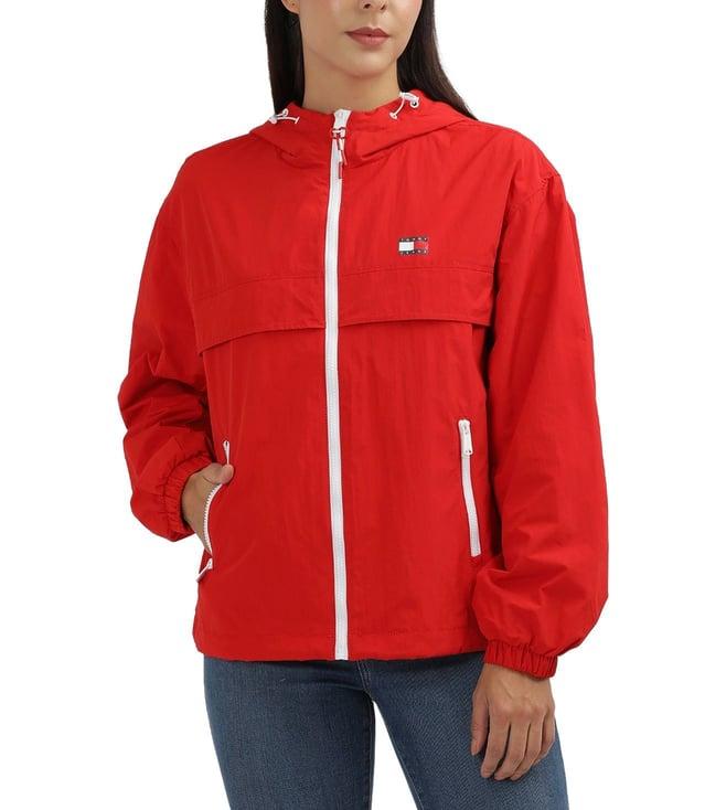 tommy hilfiger red regular fit windbreaker jacket