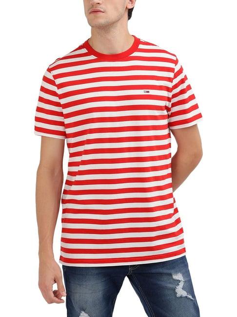 tommy hilfiger red stripes slim fit t-shirt