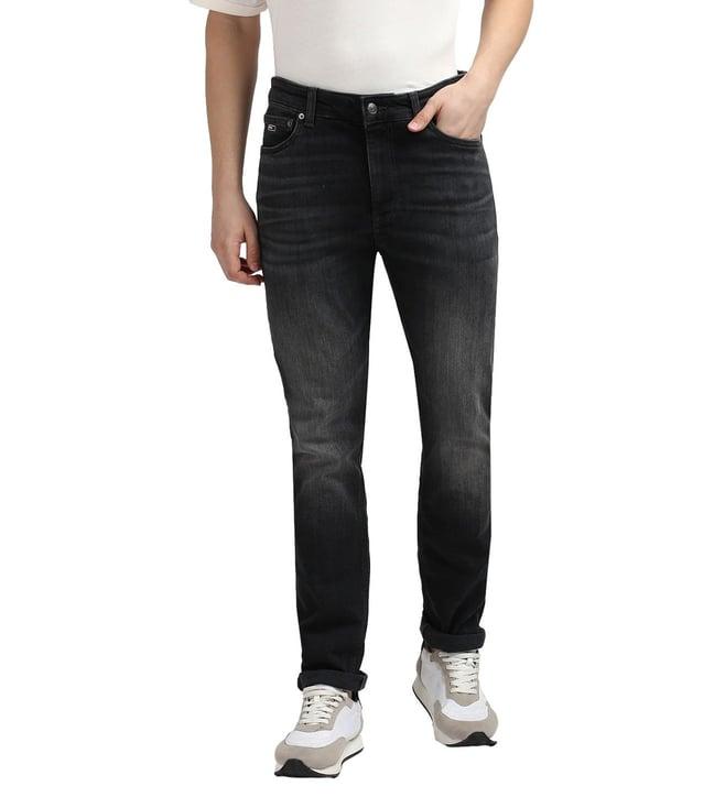 tommy hilfiger regular fit black lightly washed mid rise jeans