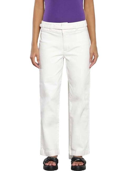 tommy hilfiger relaxed fit optic white lightly washed mid rise jeans