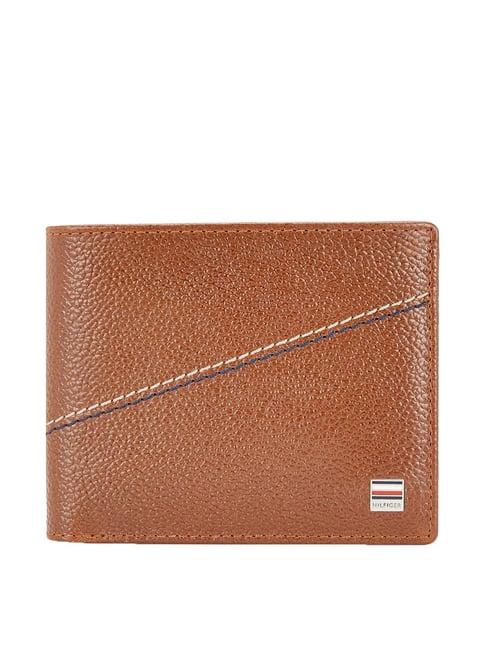 tommy hilfiger sebastian tan casual leather bi-fold wallet for men