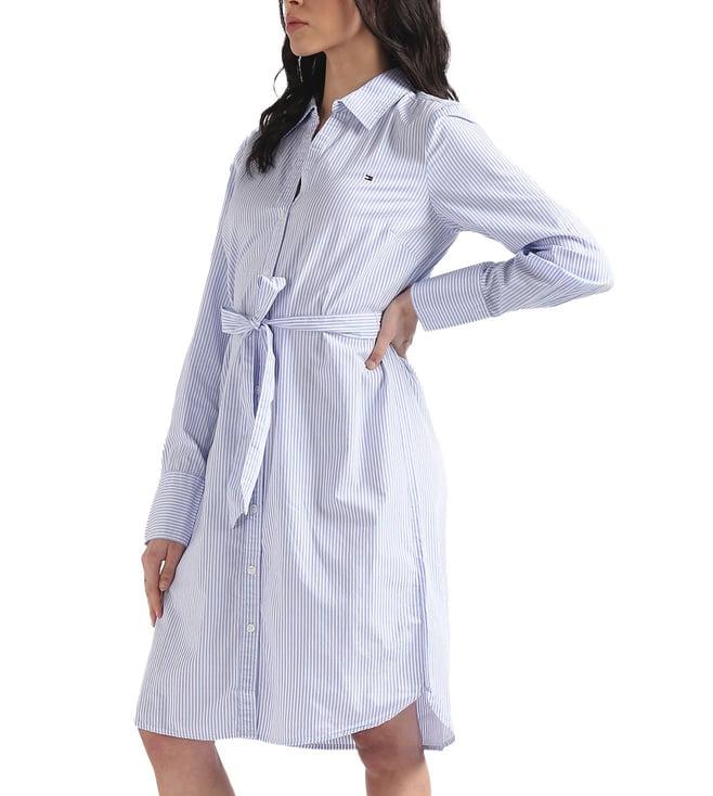 tommy hilfiger seldom blue & optic white regular fit dress