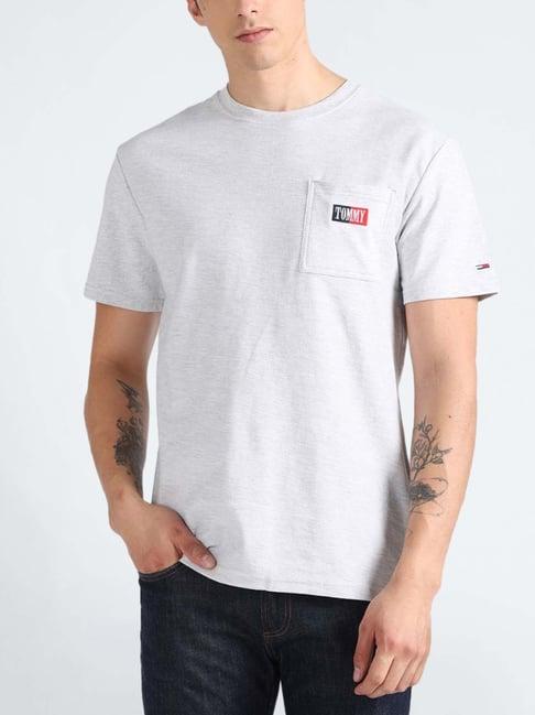 tommy hilfiger silver grey heather cotton regular fit t-shirt