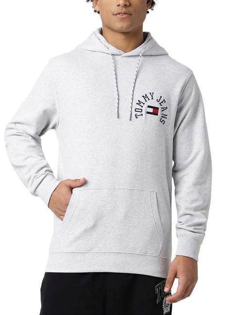 tommy hilfiger silver grey heather logo regular fit hoodie