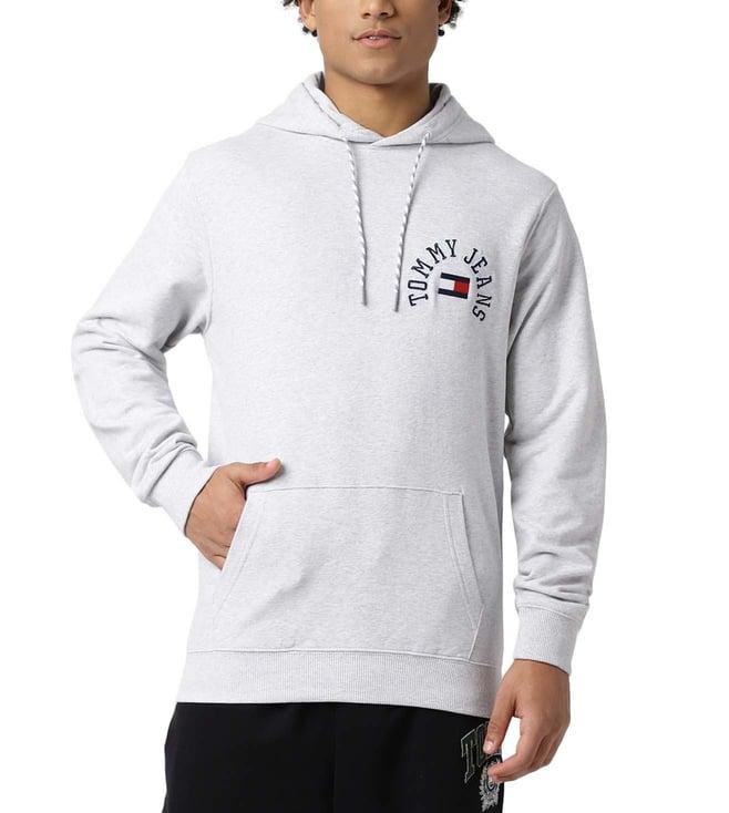 tommy hilfiger silver grey heather logo regular fit hoodie