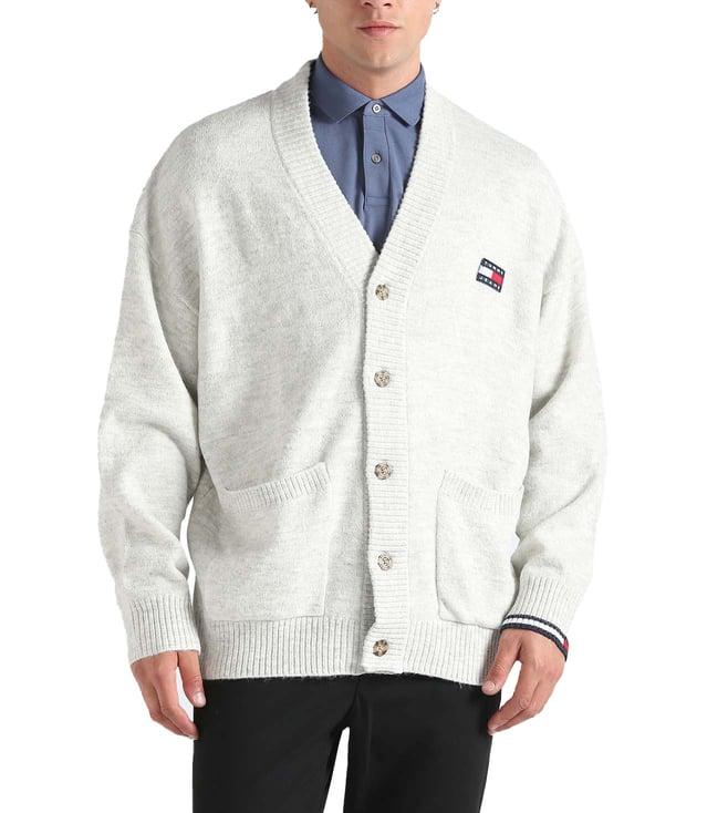 tommy hilfiger silver grey solid boxy fit sweater