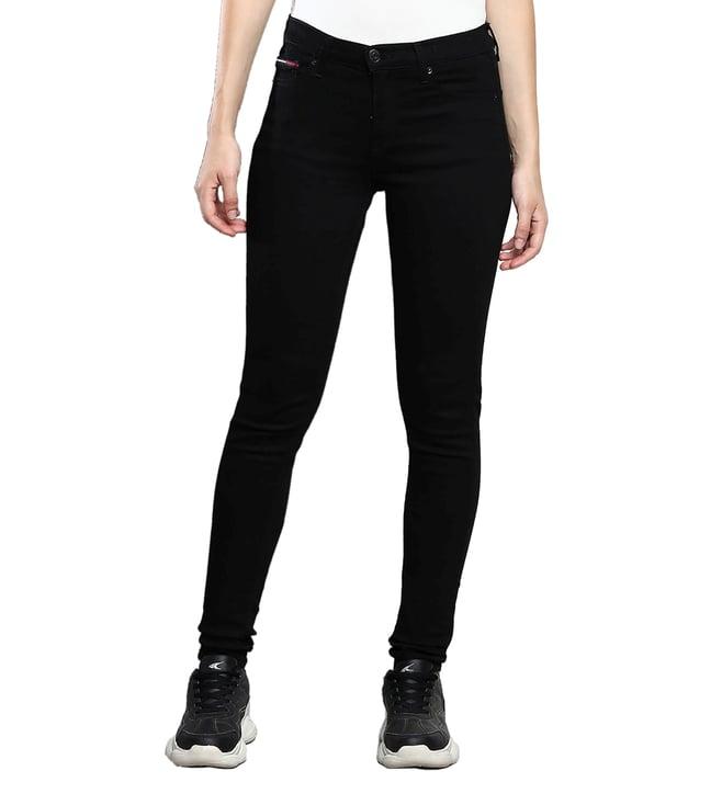 tommy hilfiger skinny staten black stretch lightly washed mid rise jeans