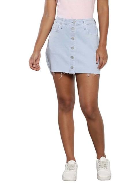 tommy hilfiger sky blue cotton mini skirt