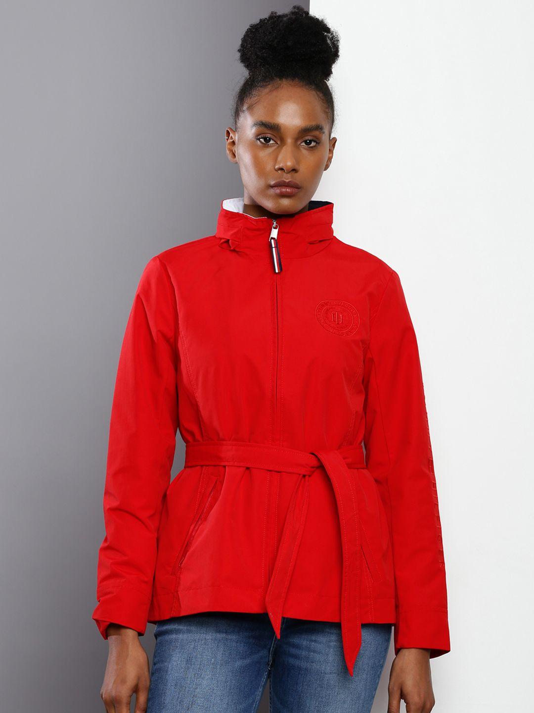 tommy hilfiger solid hooded tailored jacket