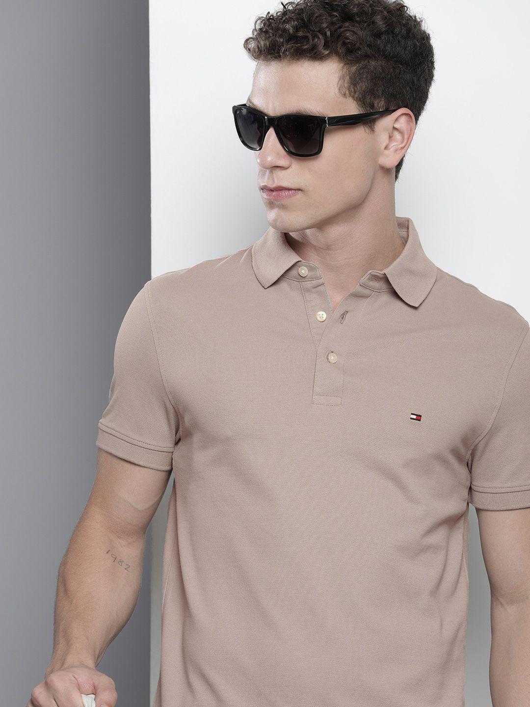tommy hilfiger solid polo collar slim fit t-shirt