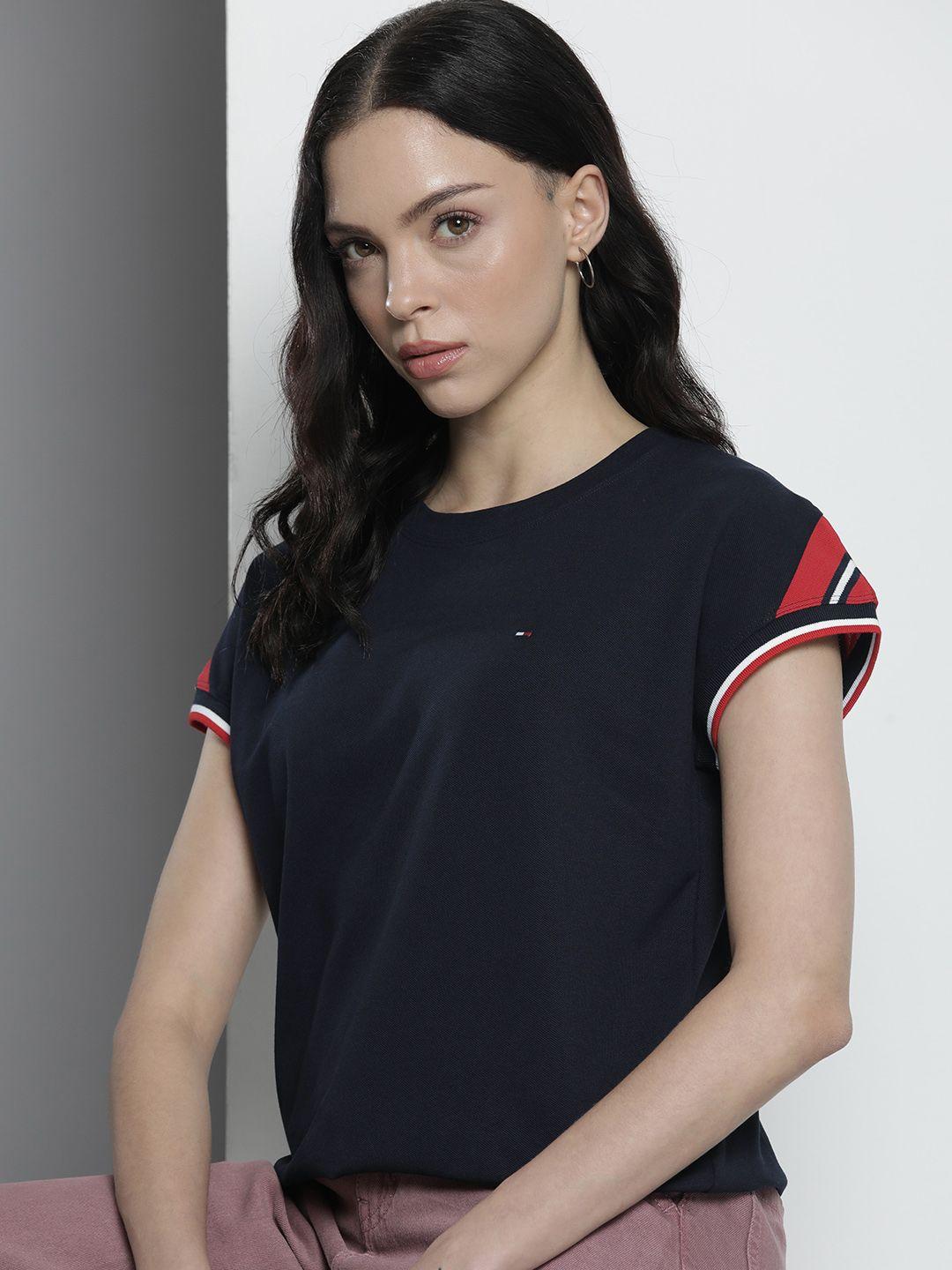 tommy hilfiger solid round-neck casual t-shirt