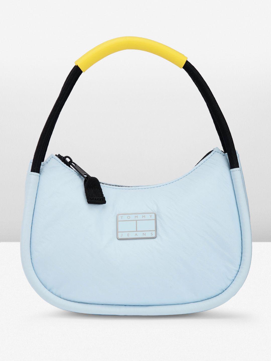 tommy hilfiger solid structured hobo bag with brand logo detail
