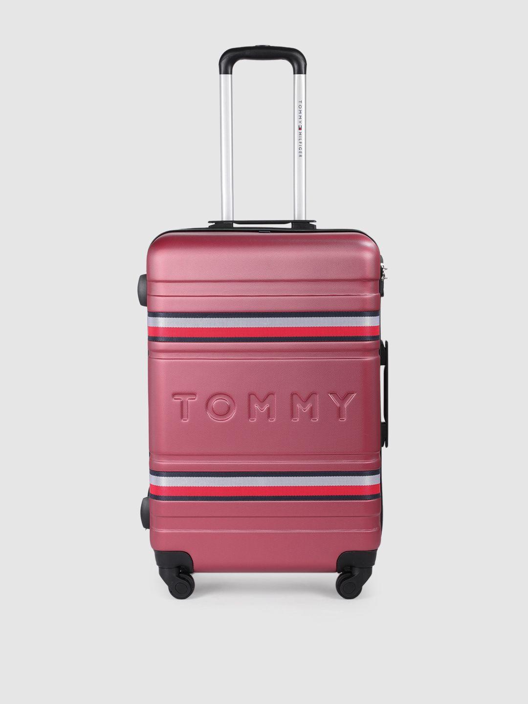 tommy hilfiger striped medium trolley suitcase