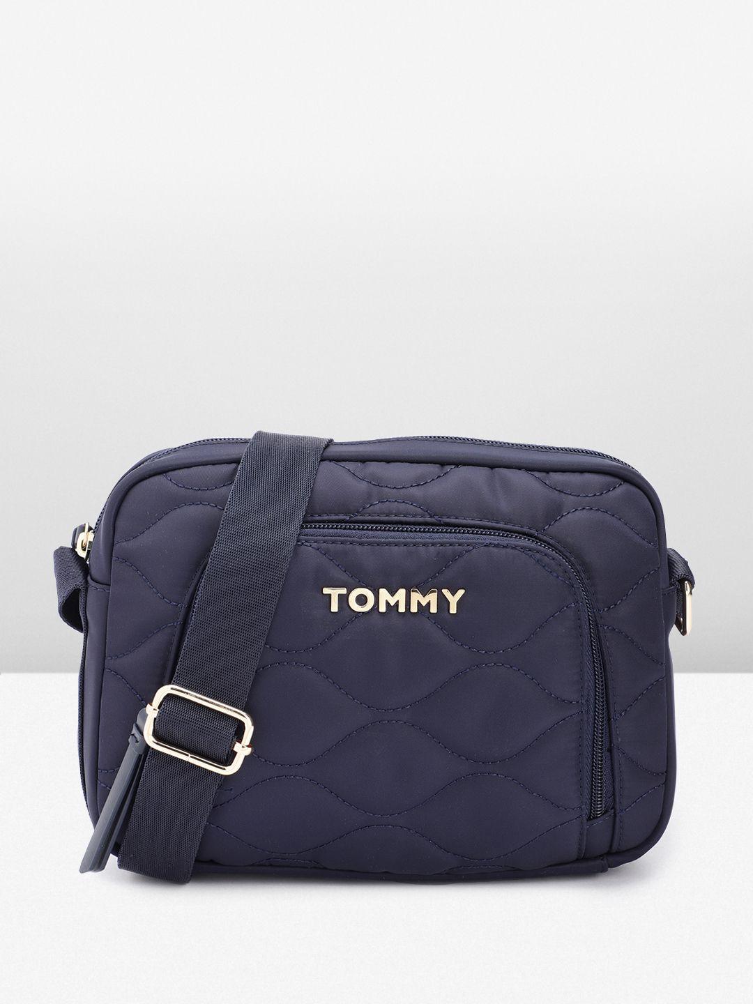 tommy hilfiger structured cross body sling bag with quilted detail