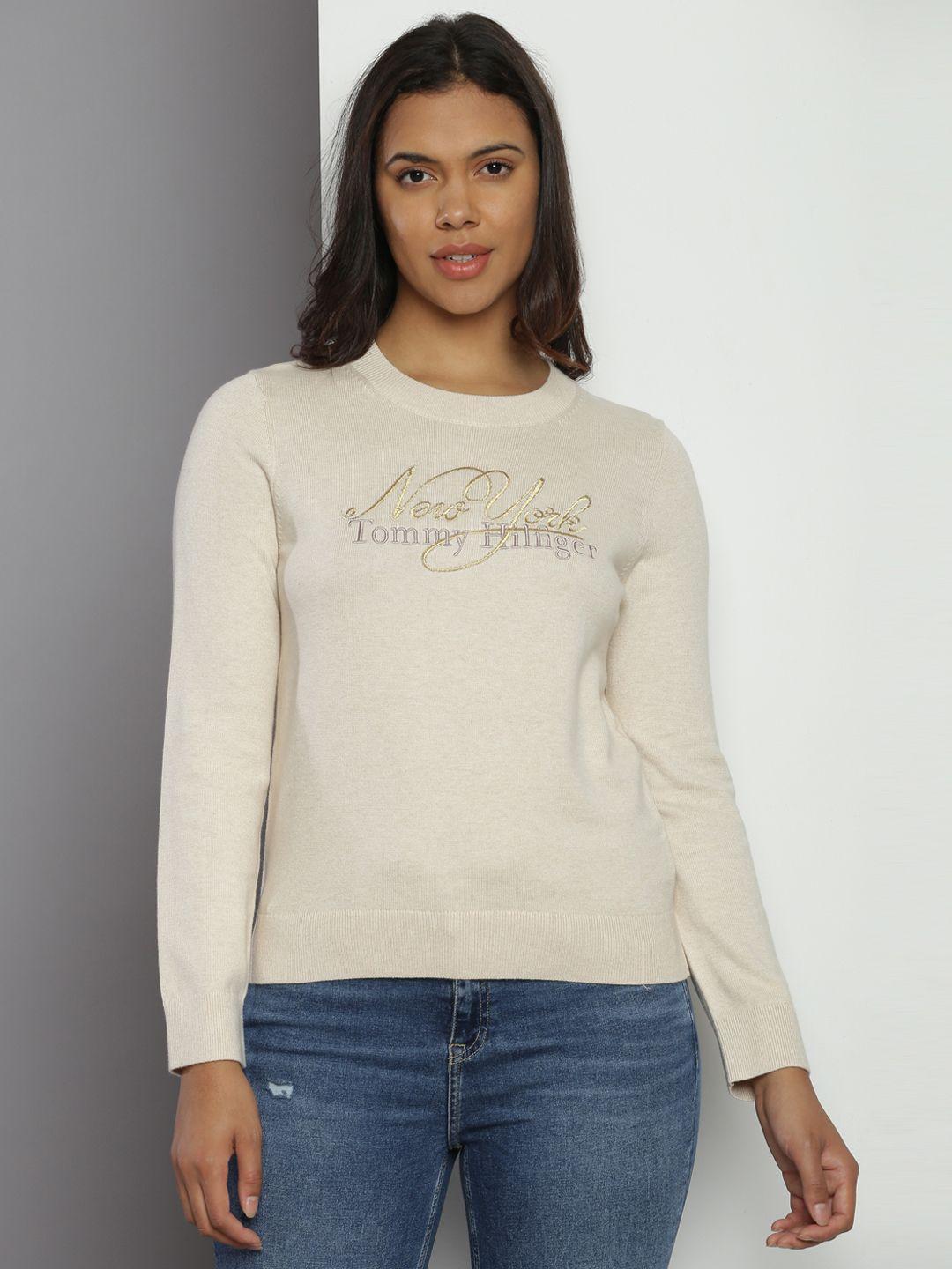 tommy hilfiger sustainable pure cotton brand logo embroidered sweatshirt