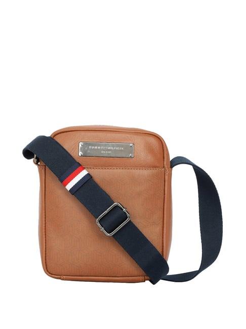 tommy hilfiger tan printed small cross body bag