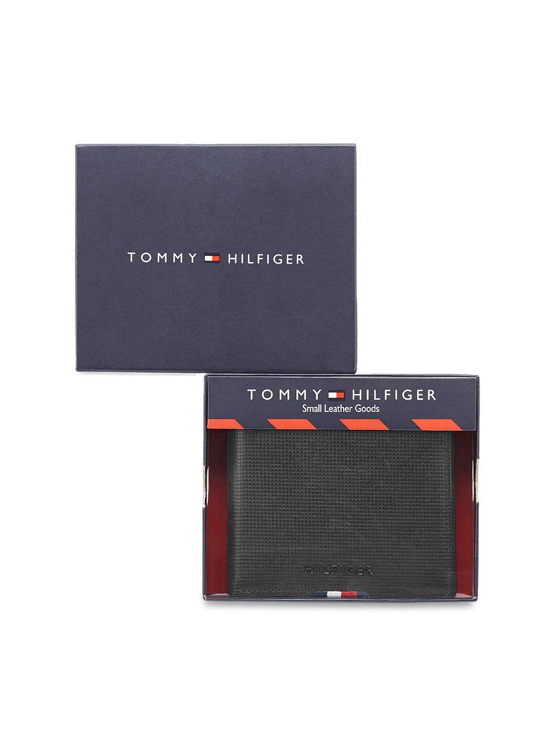 tommy hilfiger textured leather two fold wallet