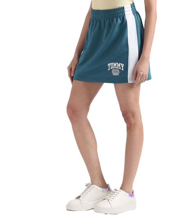 tommy hilfiger timeless teal logo regular fit skirt