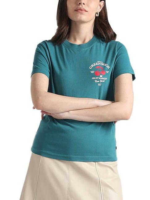 tommy hilfiger timeless teal printed regular fit t-shirt