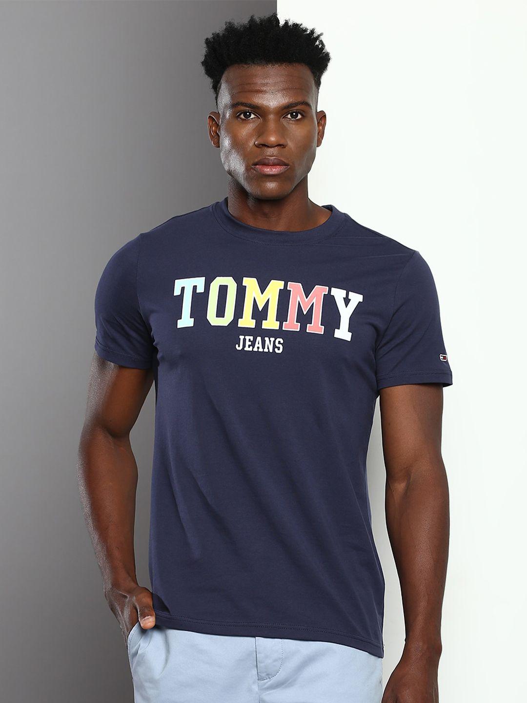 tommy hilfiger typography printed cotton slim fit t-shirt