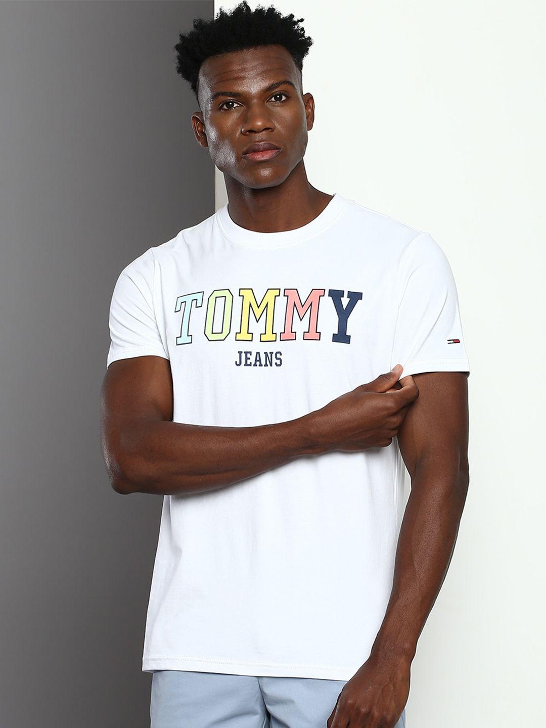 tommy hilfiger typography printed organic cotton slim fit t-shirt