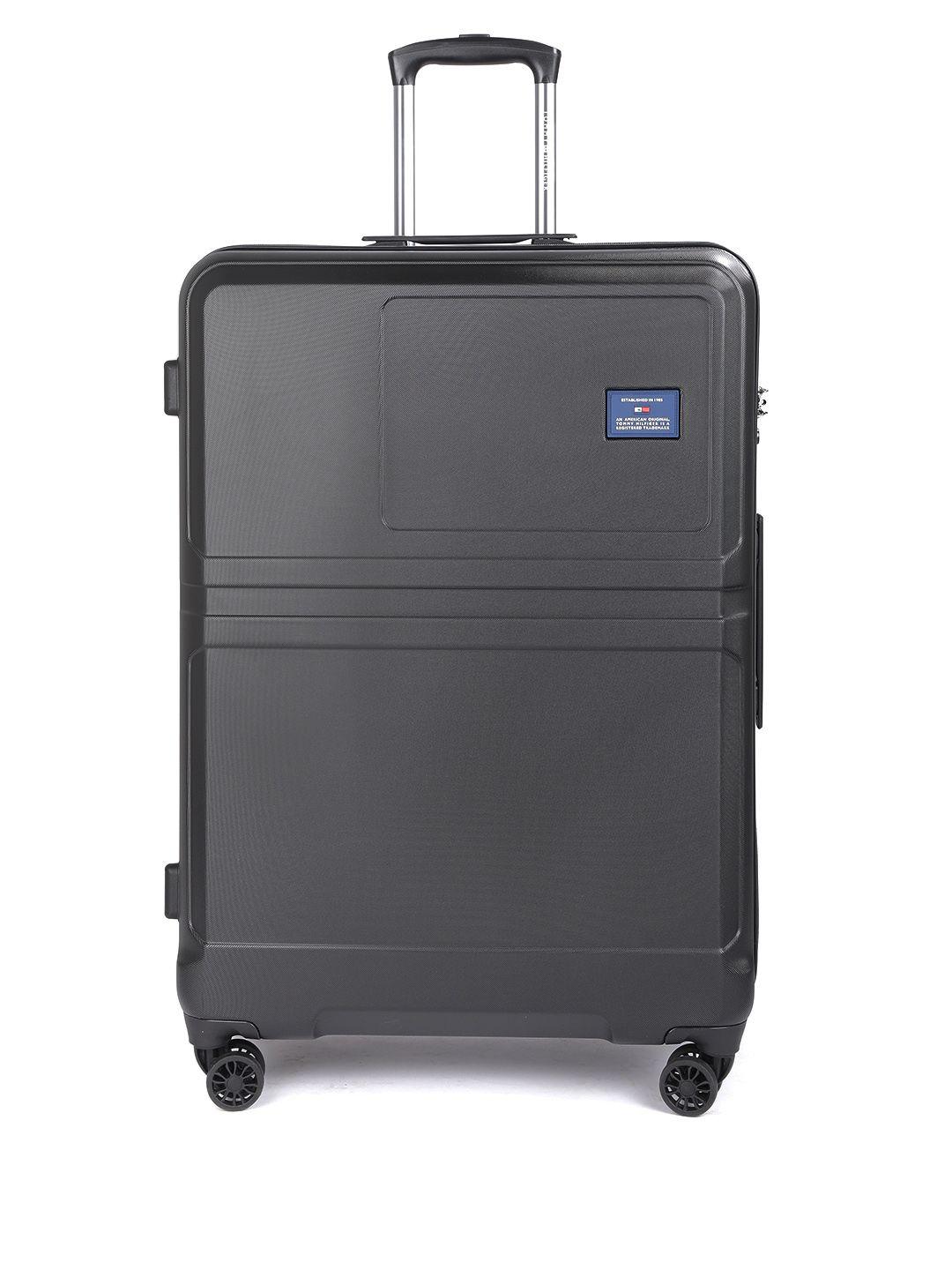 tommy hilfiger unisex black hard luggage 360 degree skate 4-wheel large trolley suitcase