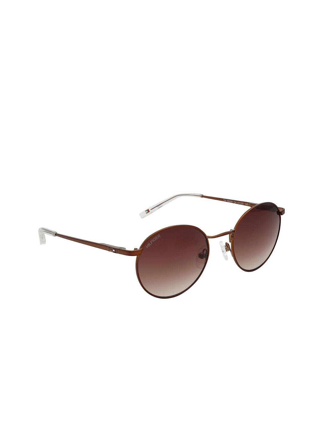 tommy hilfiger unisex brown lens & round sunglasses with uv protected lens th miami c4 51