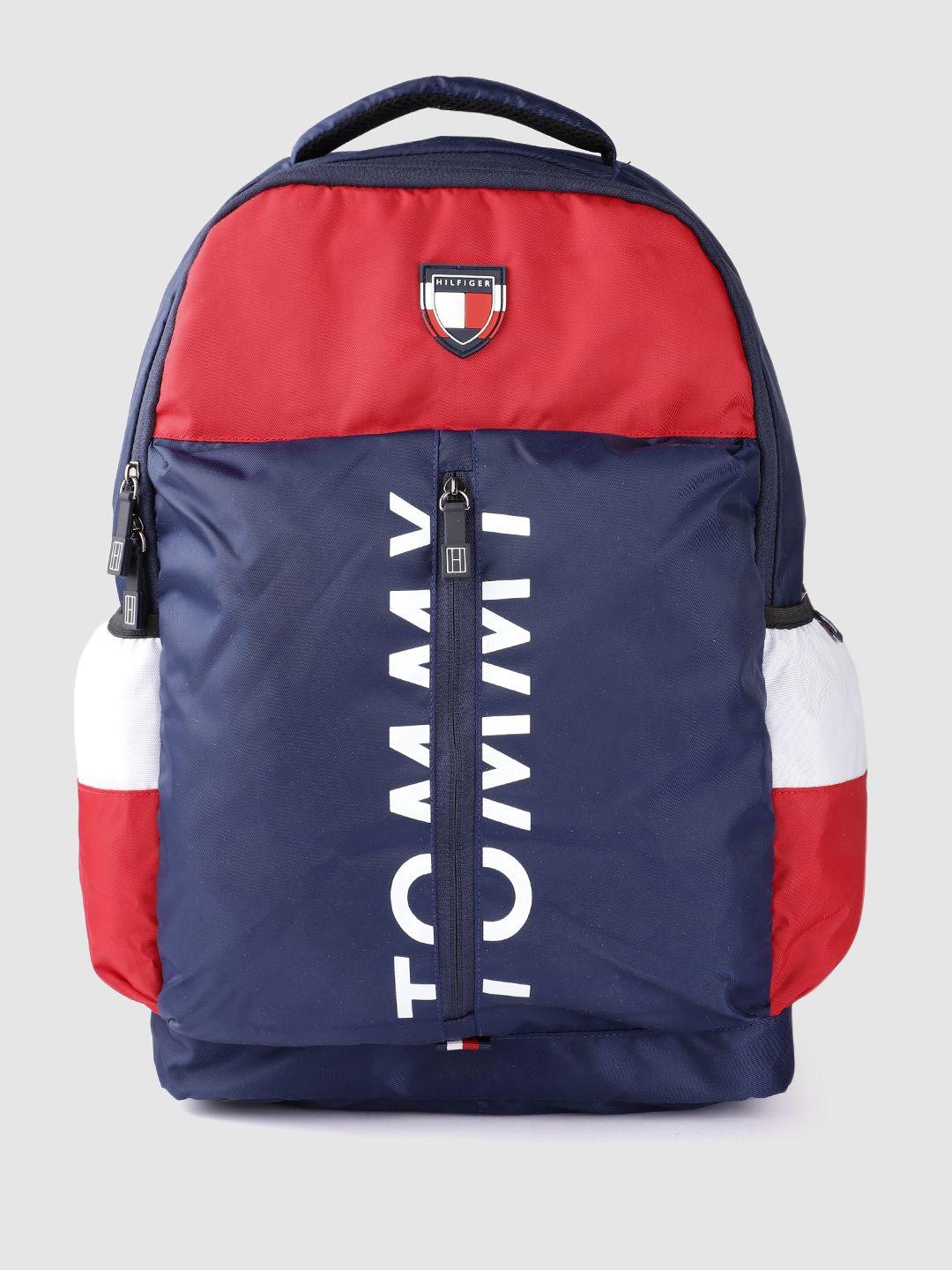 tommy hilfiger unisex colourblocked backpack with brand logo print detail 34l