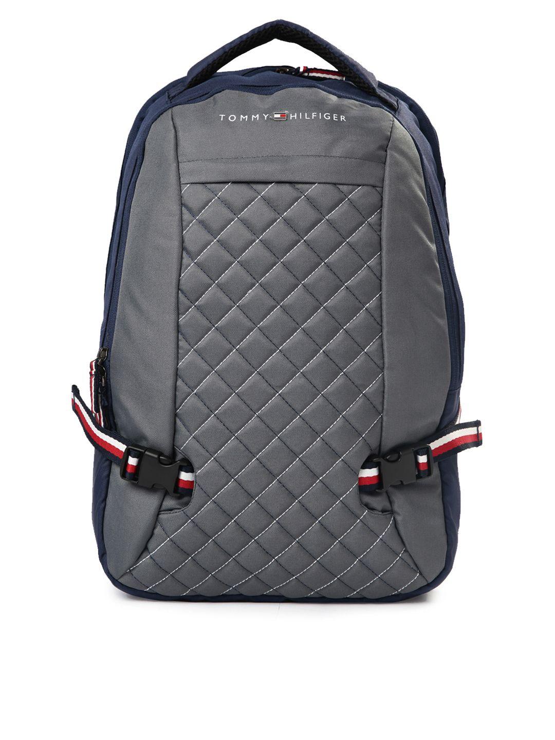 tommy hilfiger unisex navy & grey quilted laptop backpack