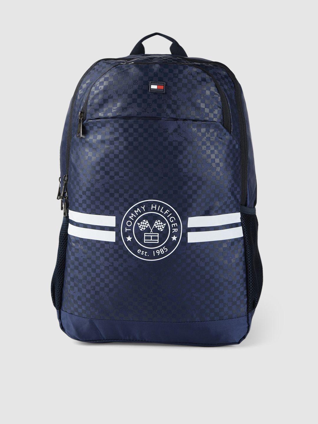 tommy hilfiger unisex navy blue brand logo backpack