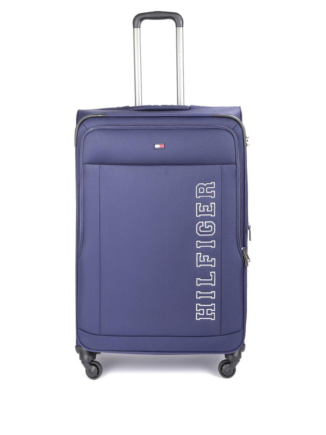 tommy hilfiger unisex navy soft luggage 4-wheel 360-degree rotation large trolley suitcase