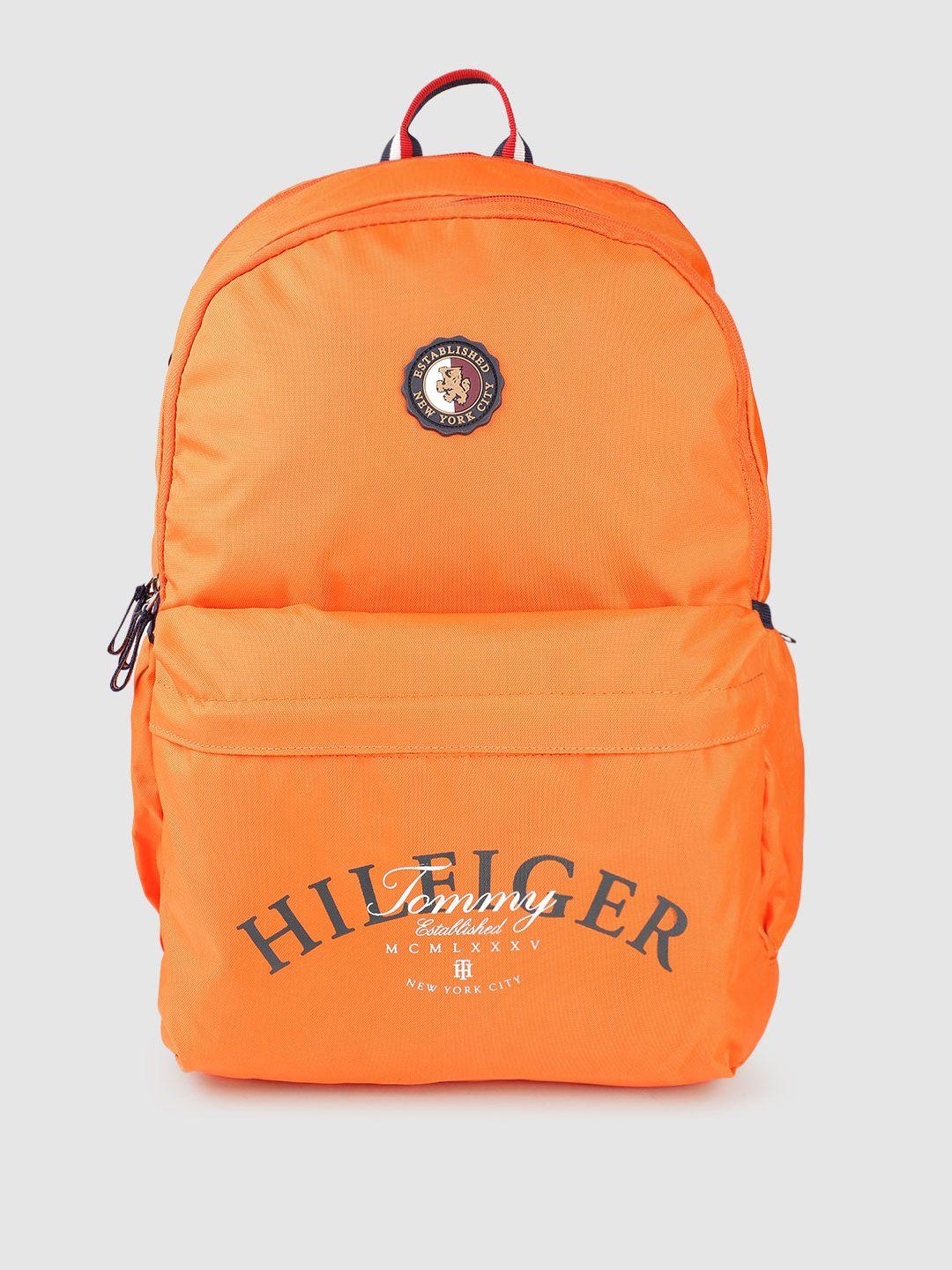 tommy hilfiger unisex orange typography applique backpack