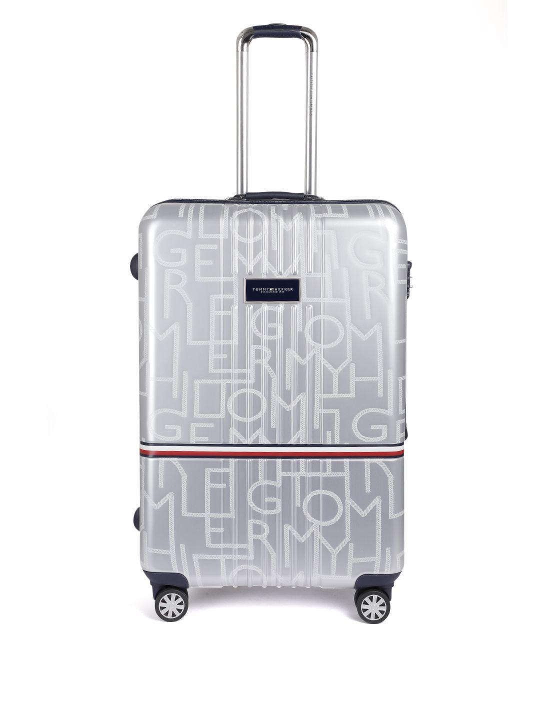 tommy hilfiger unisex printed 4 wheels 360-degree rotation large trolley bag