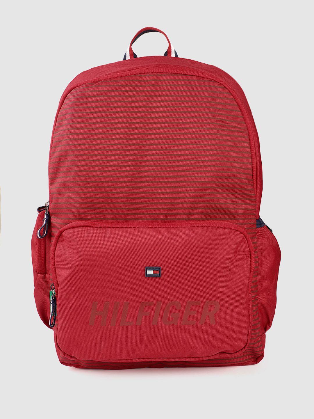 tommy hilfiger unisex red striped applique backpack