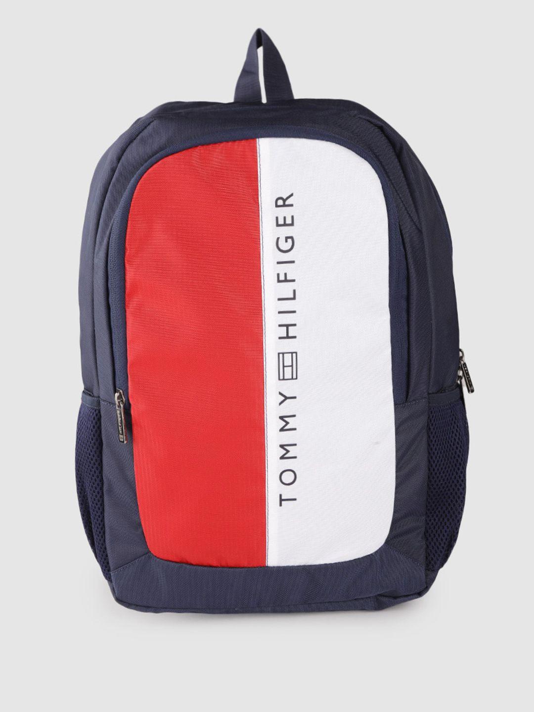 tommy hilfiger unisex white & red colourblocked backpack 18.4 l