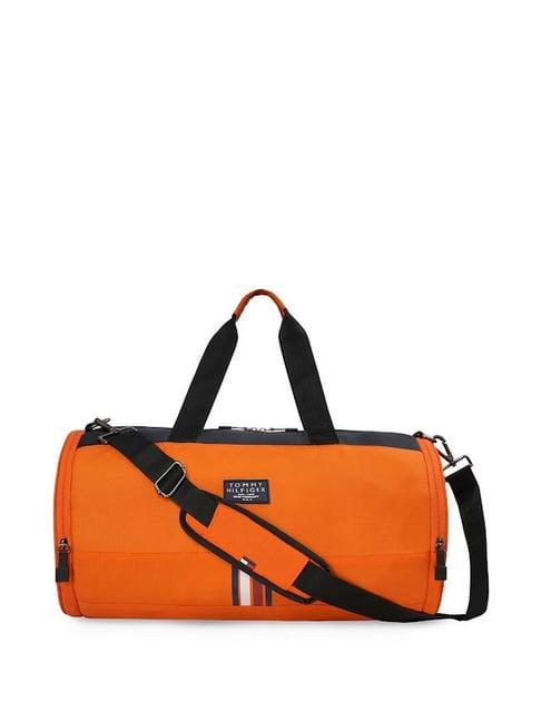 tommy hilfiger ural orange polyester printed duffle bag - 29 ltrs