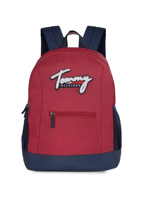 tommy hilfiger utopia burgundy polyester solid backpack - 27 ltrs