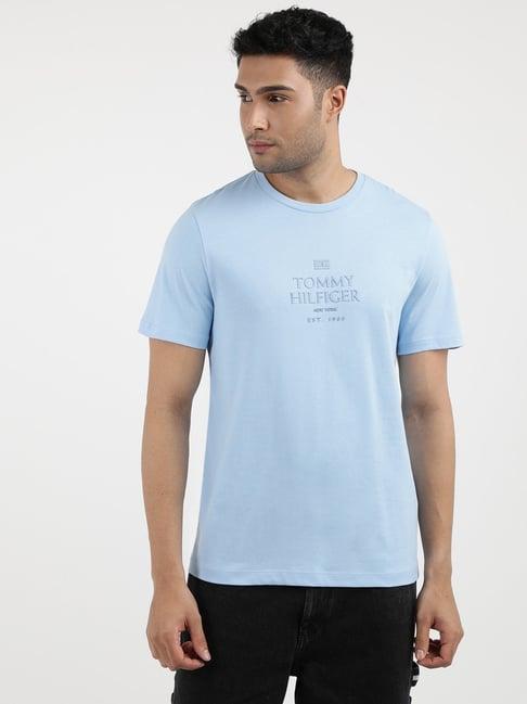 tommy hilfiger vessel blue cotton regular fit printed t-shirt