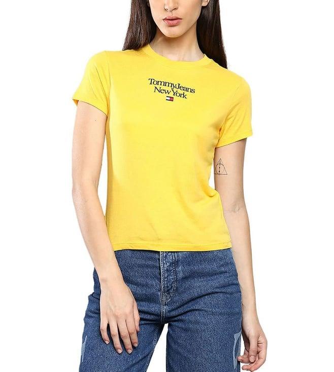 tommy hilfiger warm yellow embroidery slim fit t-shirt