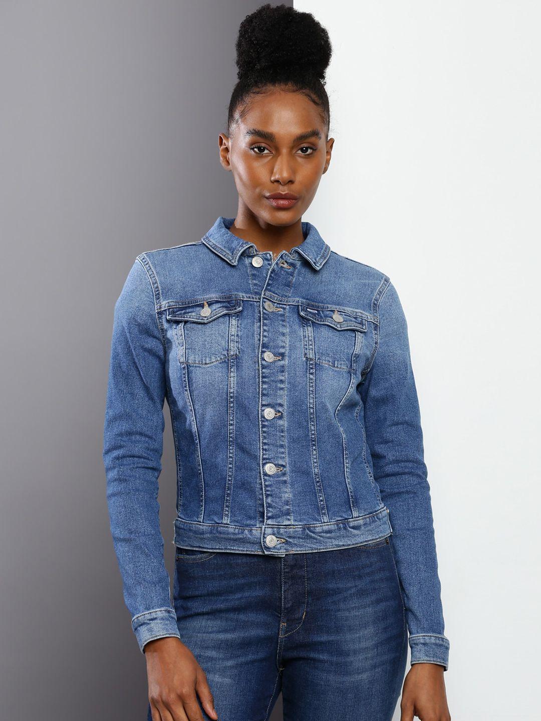 tommy hilfiger washed crop cotton denim jacket