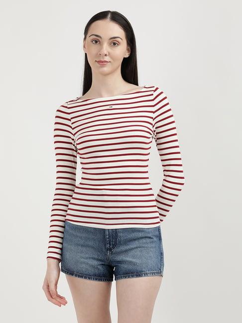 tommy hilfiger white & red striped t-shirt