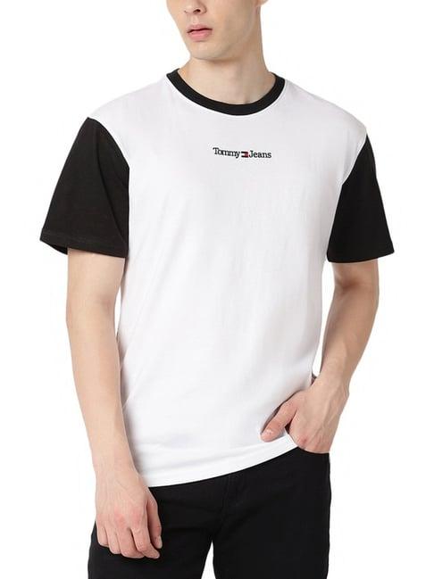 tommy hilfiger white colour-block classic fit t-shirt