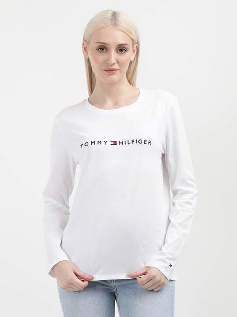 tommy hilfiger white cotton logo print t-shirt