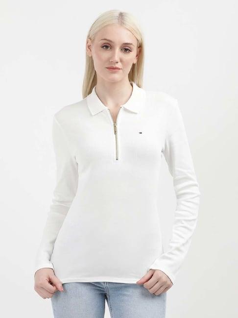 tommy hilfiger white cotton polo t-shirt