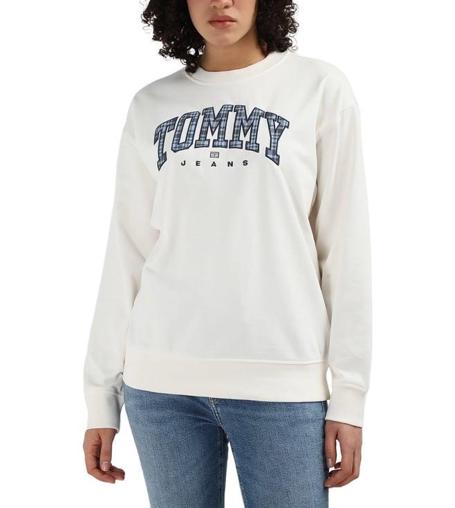 tommy hilfiger white cotton printed women relaxed fit sweatshirt