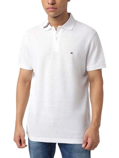 tommy hilfiger white cotton regular fit polo t-shirt